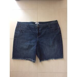 Lane Bryant Cut Off Shorts Mid Rise Boyfriend Bermuda Denim Stretch